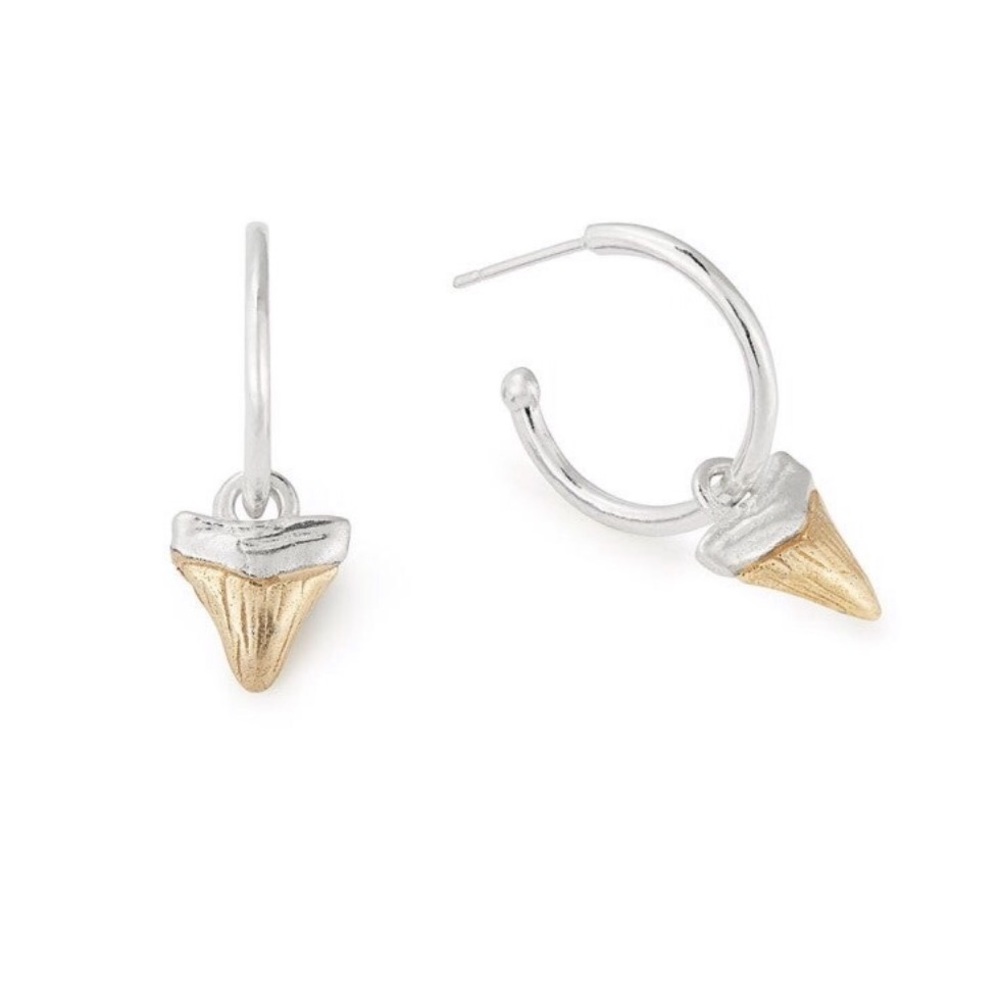 NEW: ALEX AND ANI Silver & Gold 🦈 Tooth Earrings - Picture 7 of 7